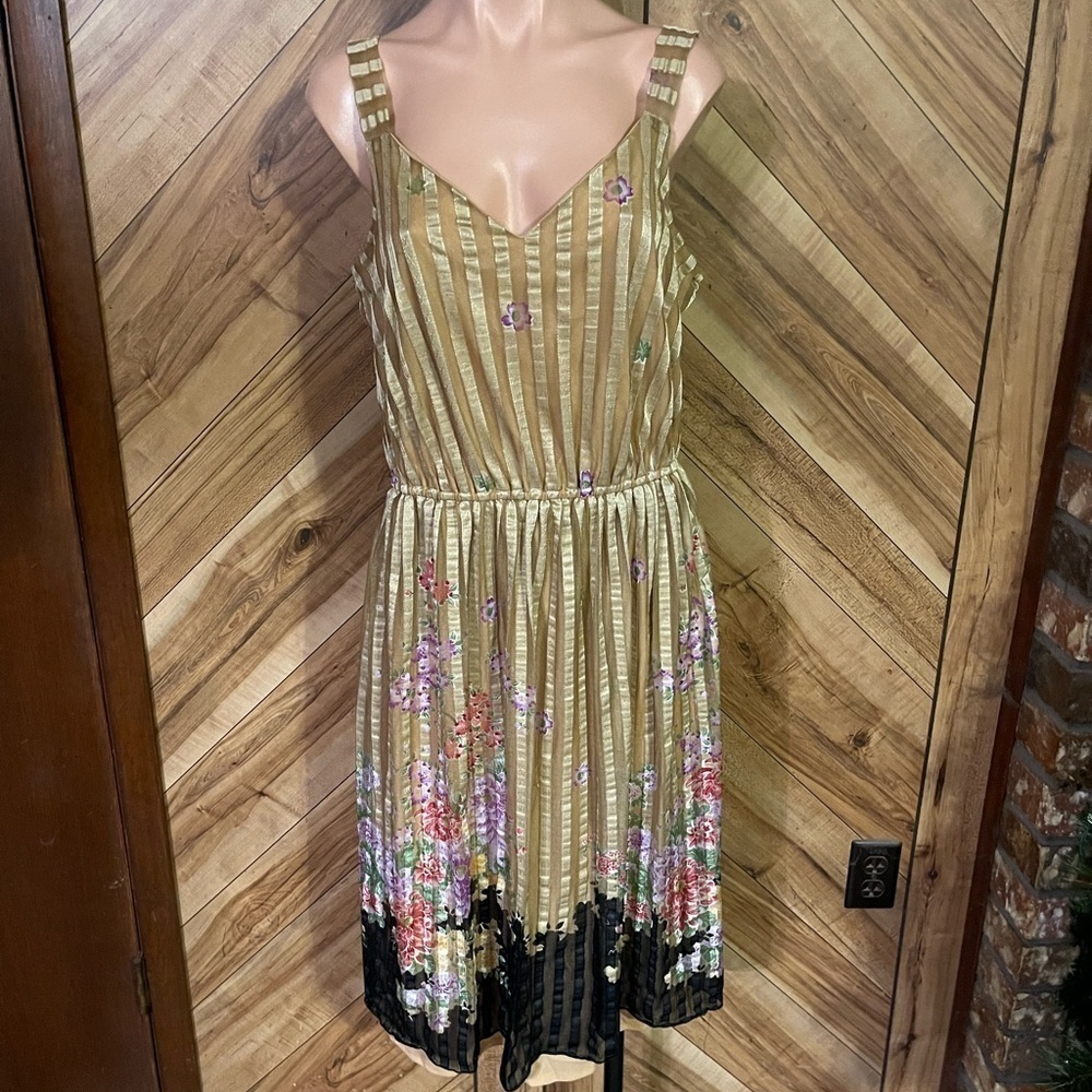 Vintage 70’s ILGWU Union Made Alori Inc Sleeveless Pleated Floral Midi Dress - Picture 3 of 9